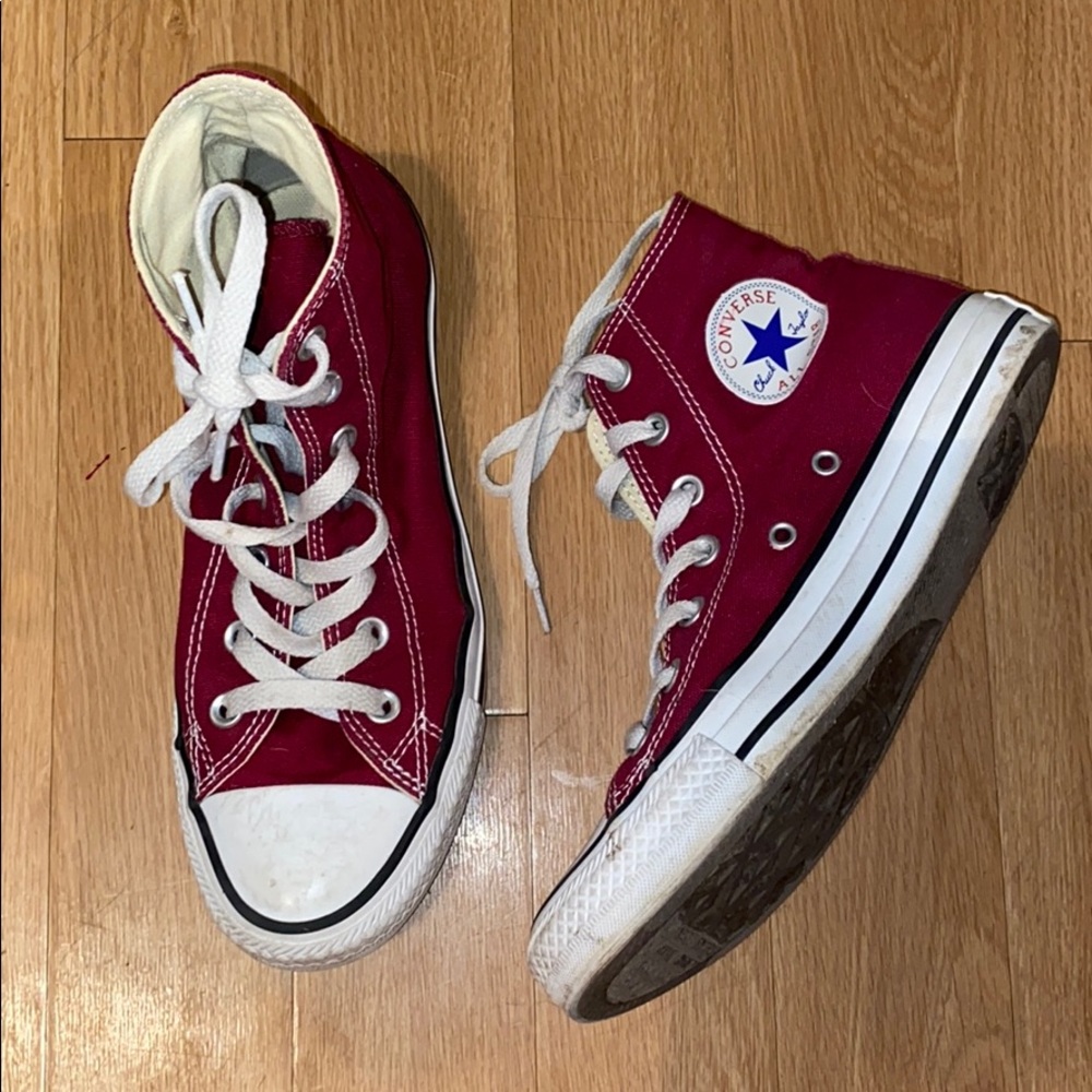 Maroon Converse High tops